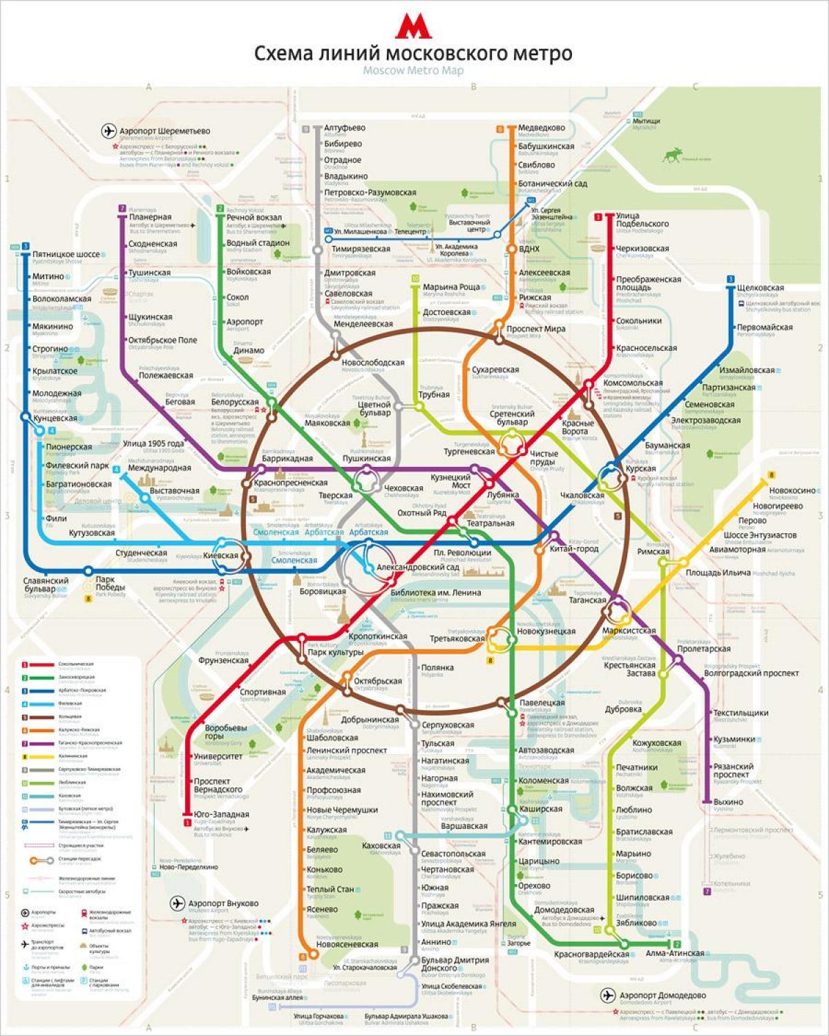 térkép Moszkvai metró angol, orosz