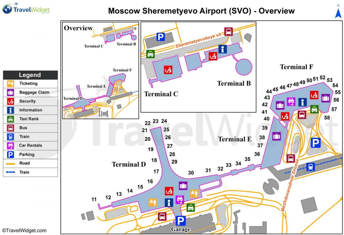 Sheremetyevo térkép terminálok