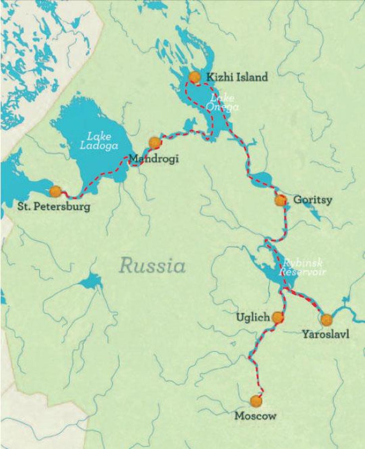 térkép Szentpétervár Moszkva hajóút